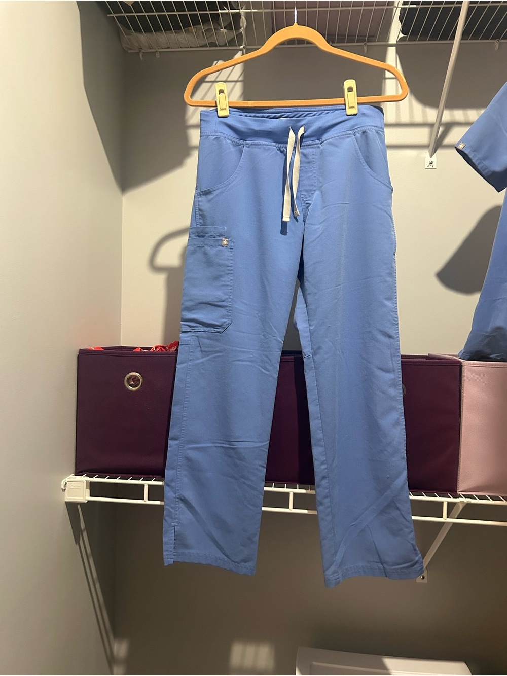 Figs Kade Leg Scrub Pants in Ciel Blue